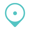 Teal location pin icon with a circle and dot in the center.