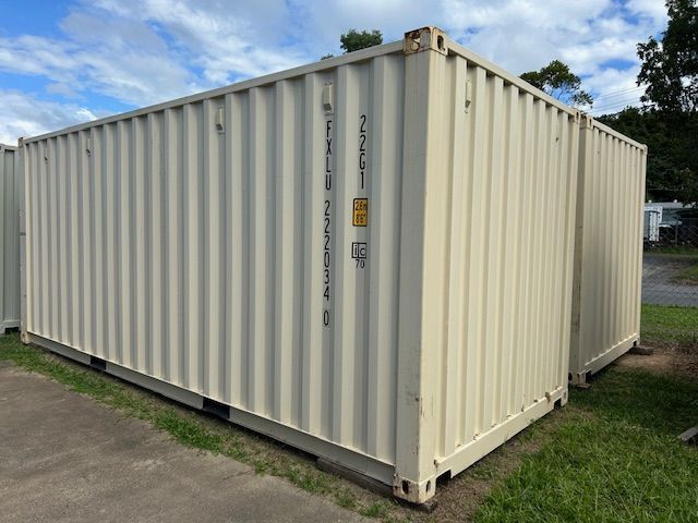 A Large White Shipping Container— Kelly's Crane Hire in Mossman, QLD