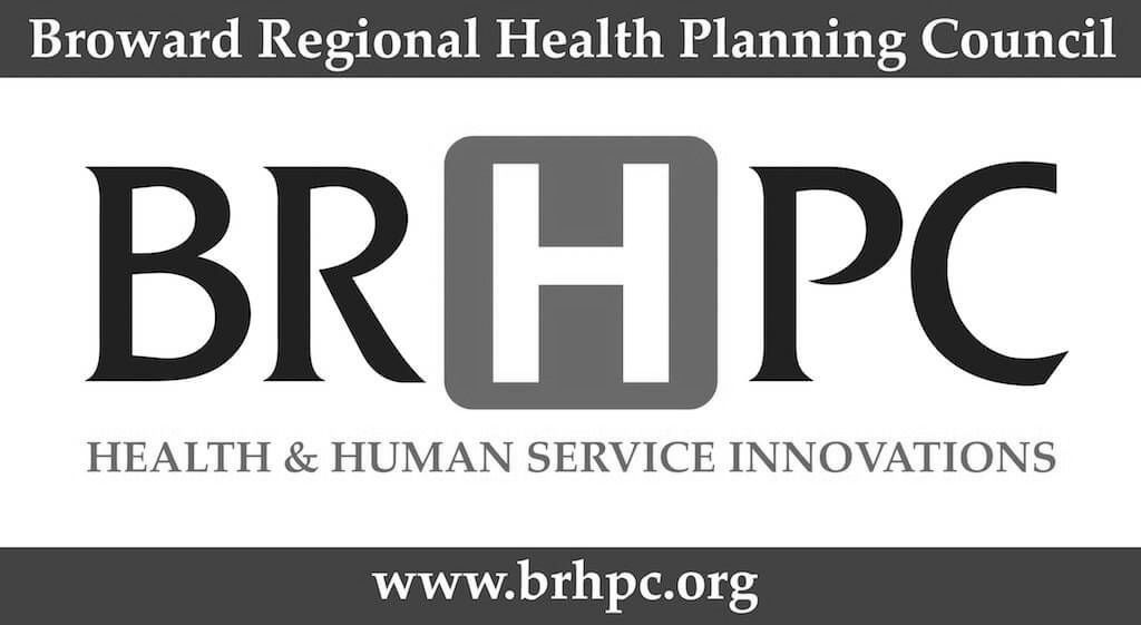 A logo for the broward regional health planning council. Black and White.
