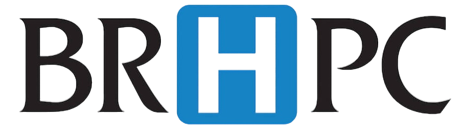 The logo for brhpc health and human service innovations is blue and black.
