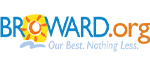 A black and white logo for broward county florida