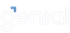 Logotipo estilizado Genial em azul-claro e branco sobre fundo branco