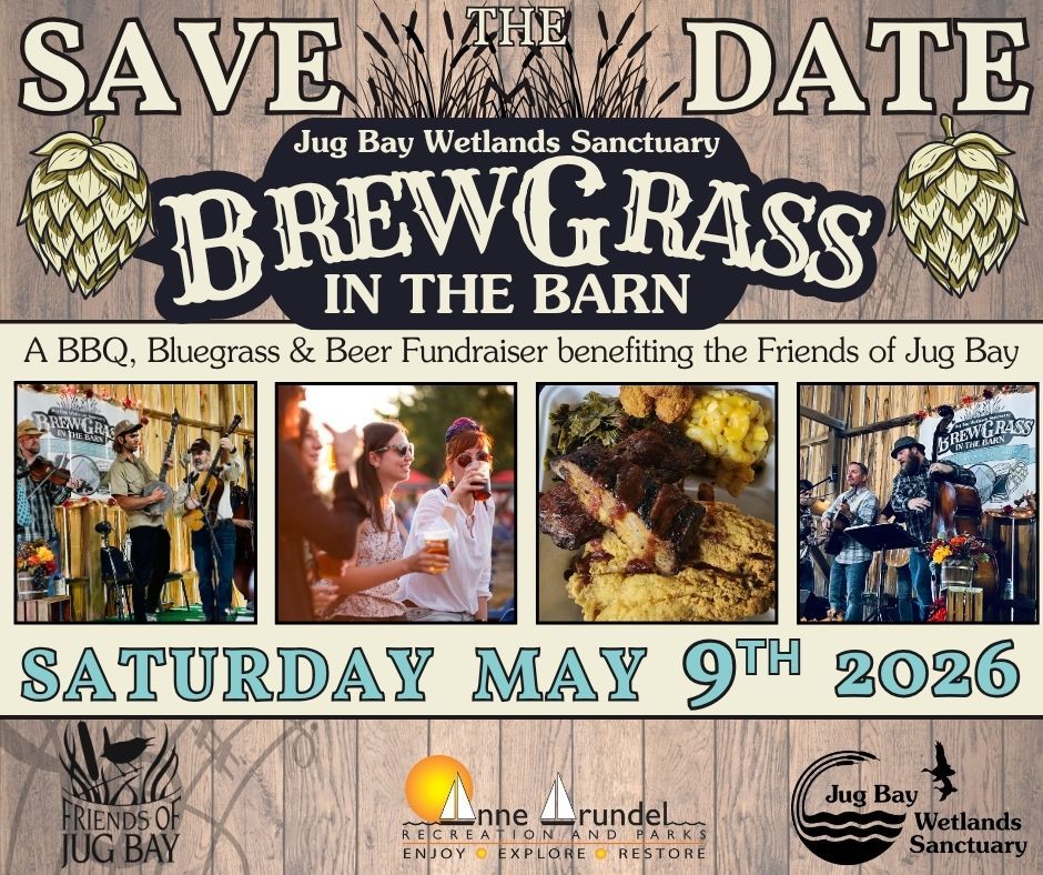 Save the date poster for “Brewrass in the Barn,” a BBQ and bluegrass fundraiser, Saturday May 9, 2026.