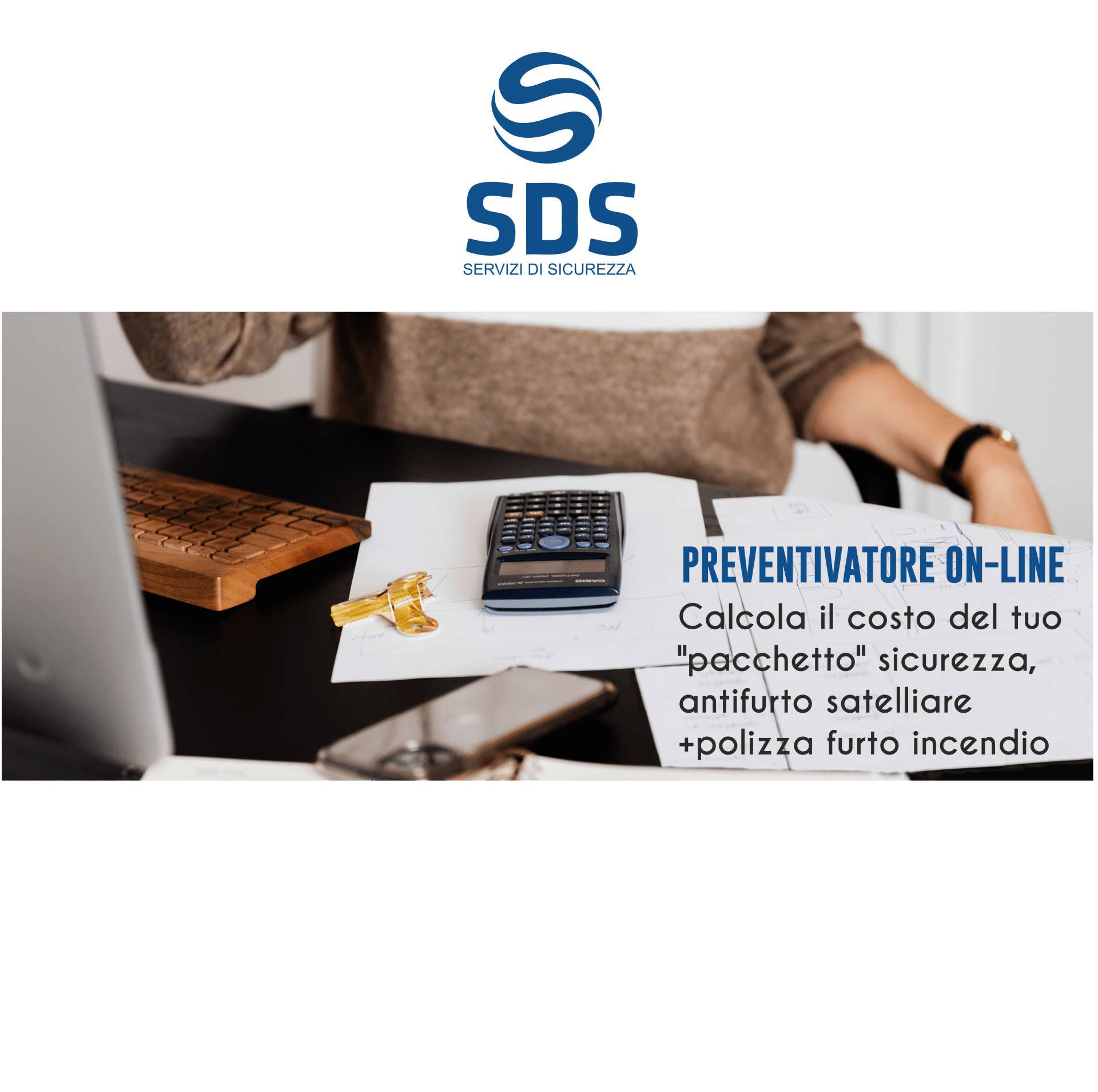 Pubblicità per i servizi di sicurezza SDS. 