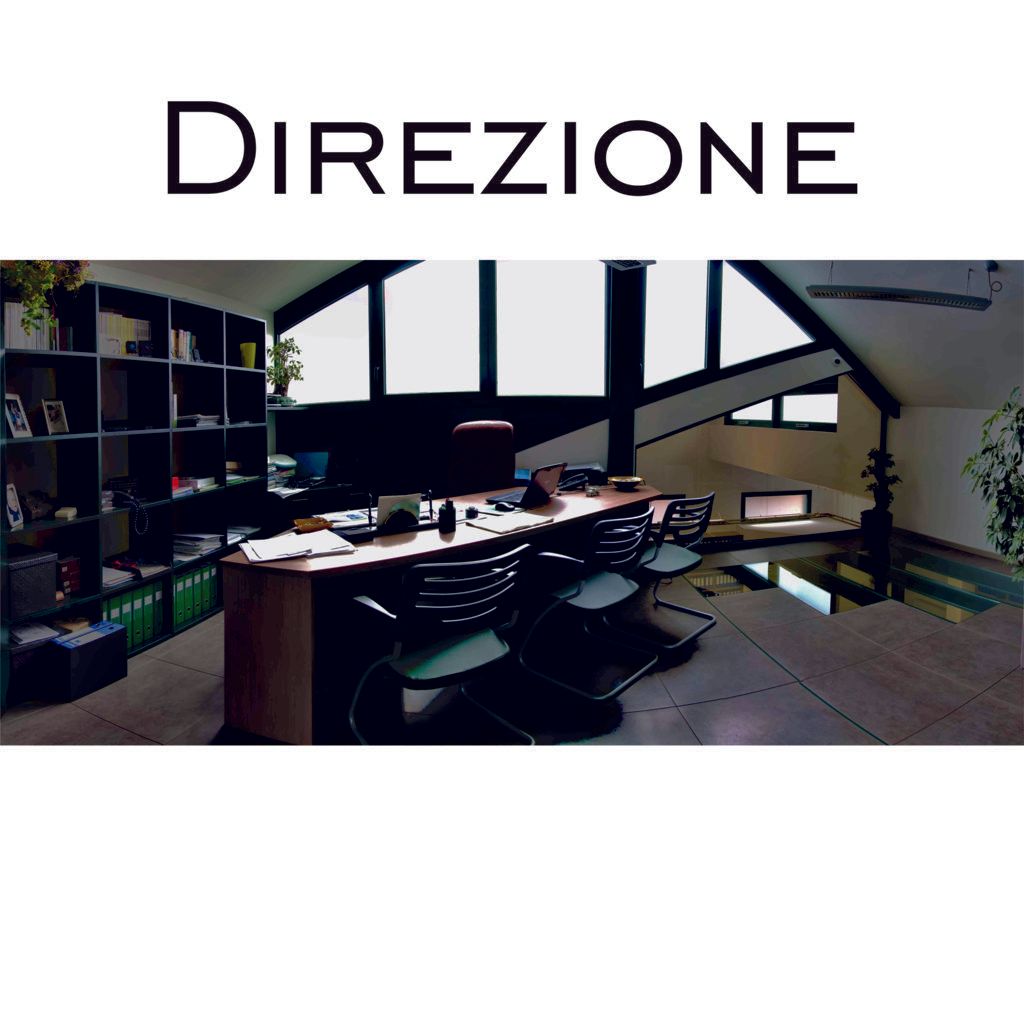 Interno dell'ufficio con la scritta 