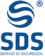 Logo of SDS, Servizi di Sicurezza. Blue globe above blue 