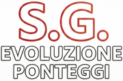 Logo con la scritta “SG” in rosso e “EVOLUZIONE PONTEGGI” in nero