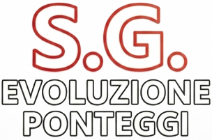Logo con la scritta “SG” in rosso e “EVOLUZIONE PONTEGGI” in nero