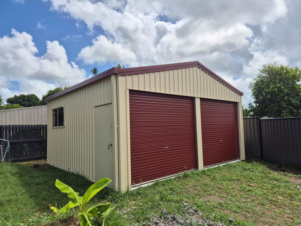 A Cream And Red Shed On The Sunshine Coast