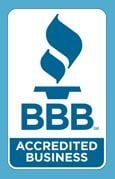 BBB Accredited Business logo: blue flame over