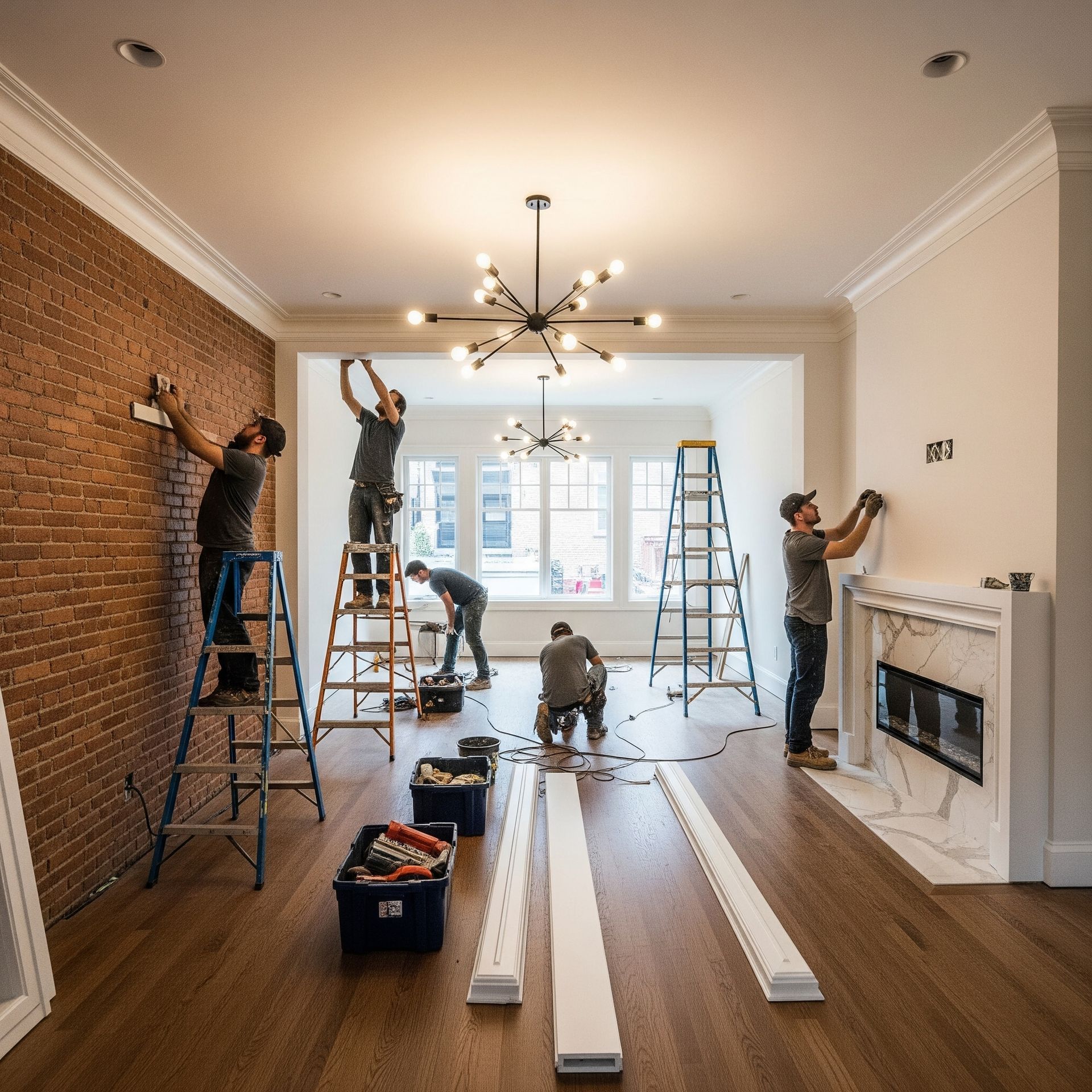 A group of professionals working towards renovating a home