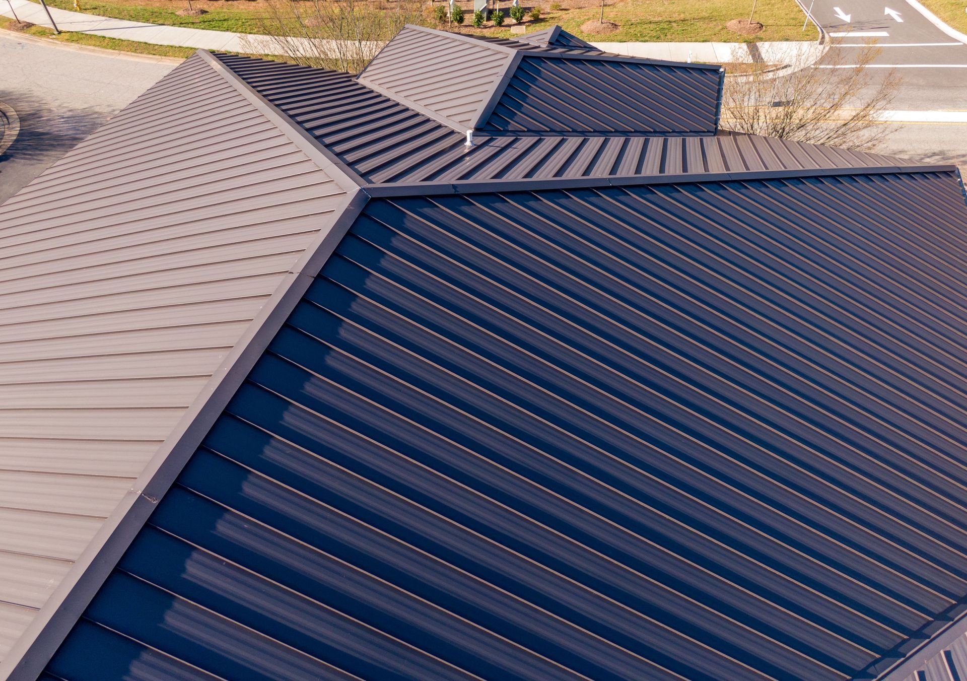 Metal roofing system installed on a building
