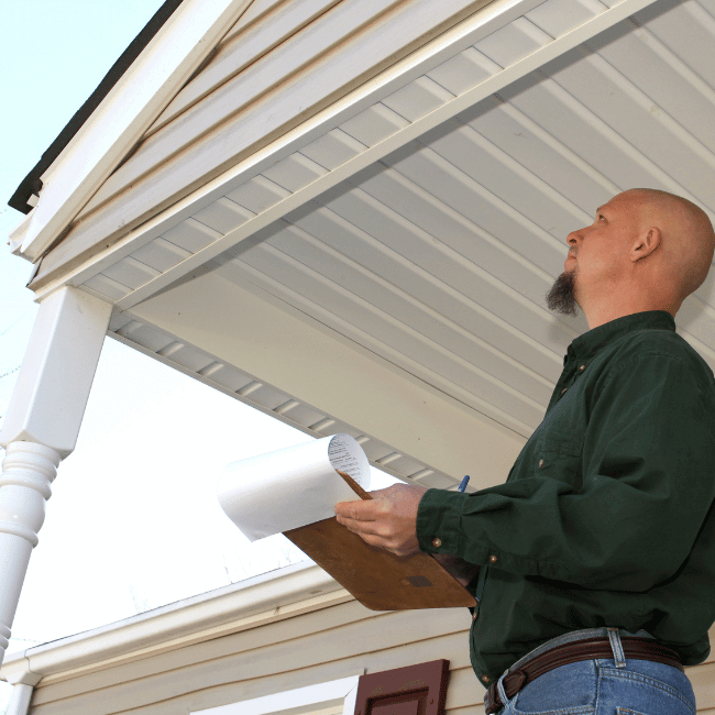 A Man Standing On A Porch Holding A Piece Of Paper — Howells & Co Legal & Conveyancing In Cessnock, NSW