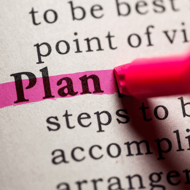 The Word Plan Is Highlighted With A Pink Marker — Howells & Co Legal & Conveyancing In Cessnock, NSW
