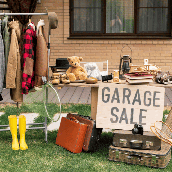 A Garage Sale Is Taking Place In Front Of A House — Howells & Co Legal & Conveyancing In Cessnock, NSW