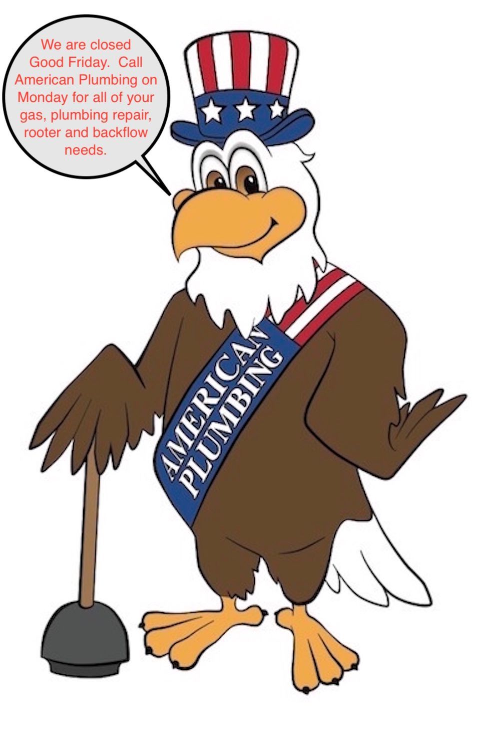 Cartoon bald eagle in a Uncle Sam hat holding a cane, with a 