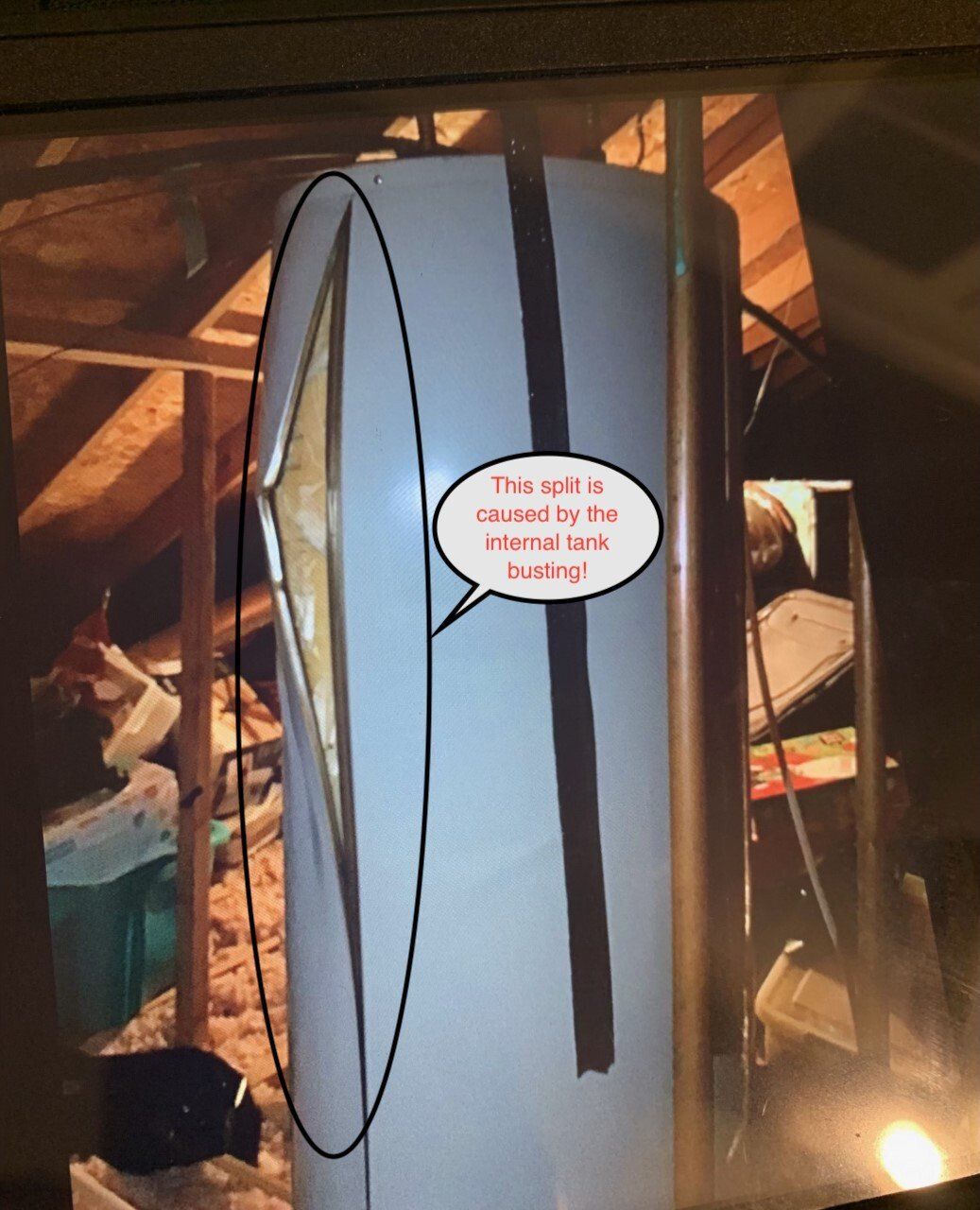 Blue vertical panel with black cords in a cluttered room, with a small speech bubble label.