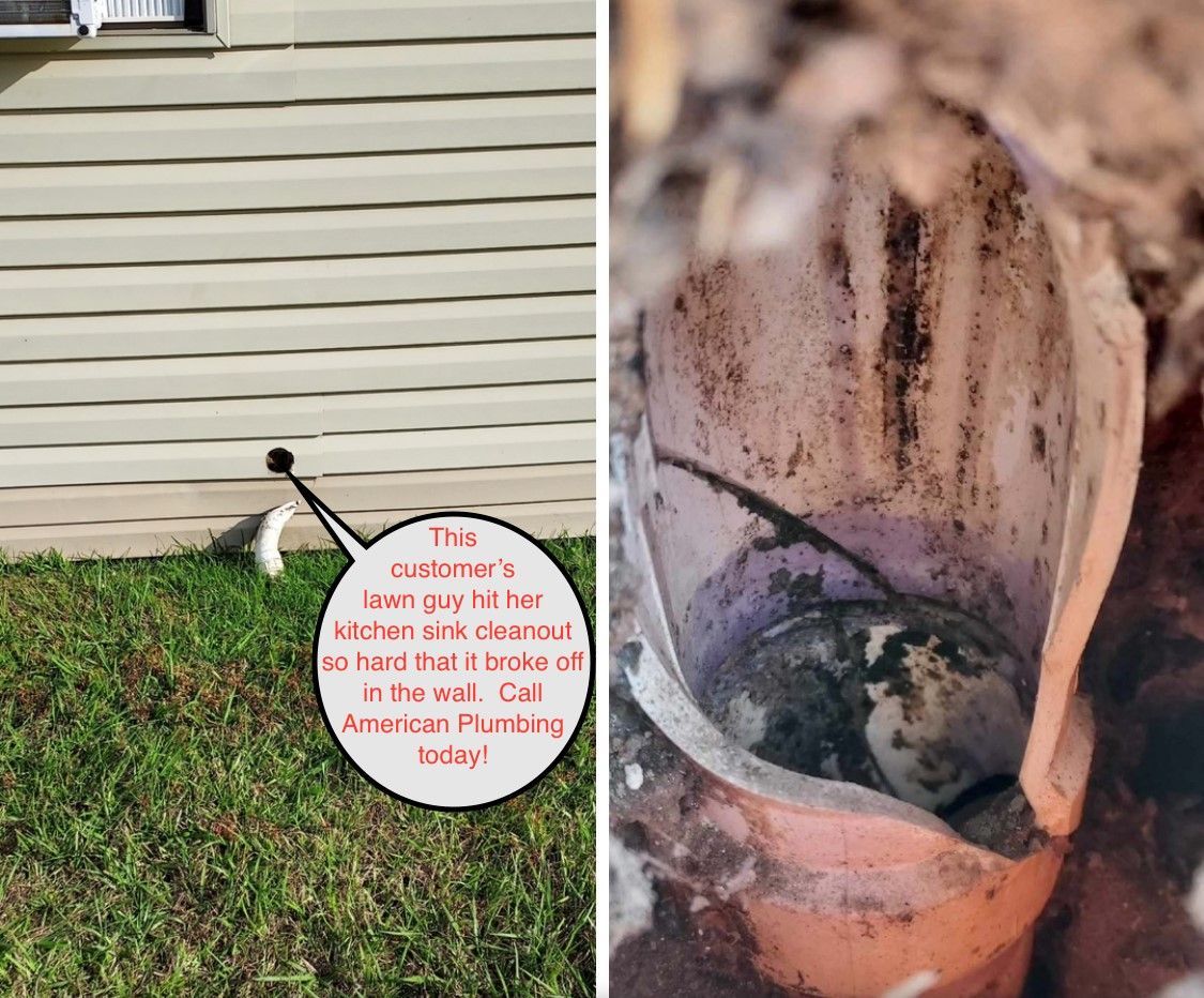 White house wall with a small fallen yard sign beside a dirt-filled planter or pot.
