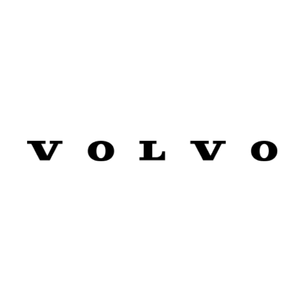 Black Volvo wordmark on a white background