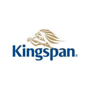 Kingspan logo with blue text and a gold lion emblem