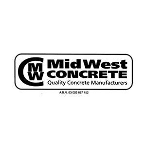 MidWest Concrete logo with black text and circular MW emblem on white background