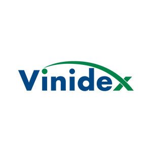 Vinidex logo in blue and green with a green arc over the text