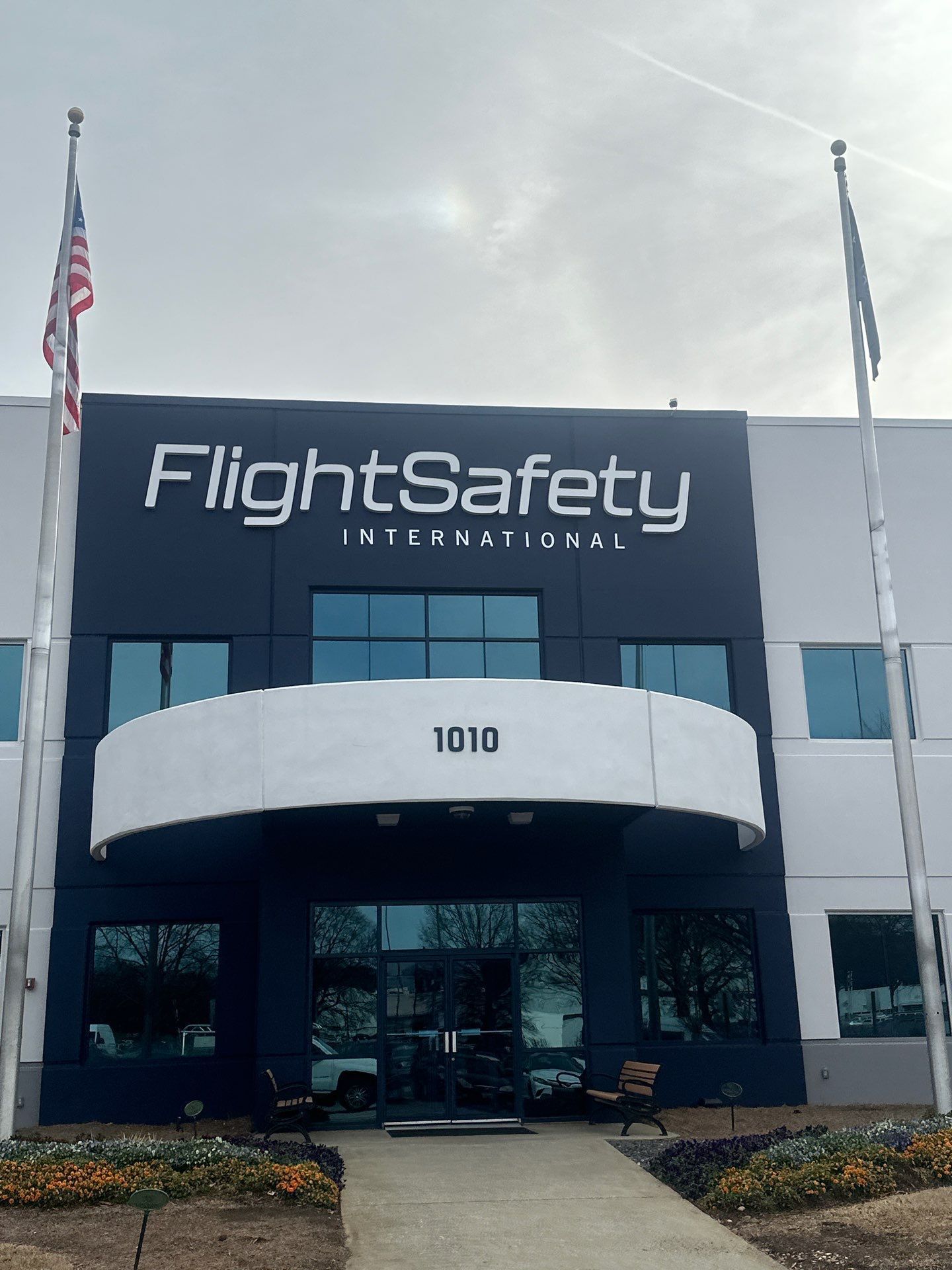 The front of a flight safety international building