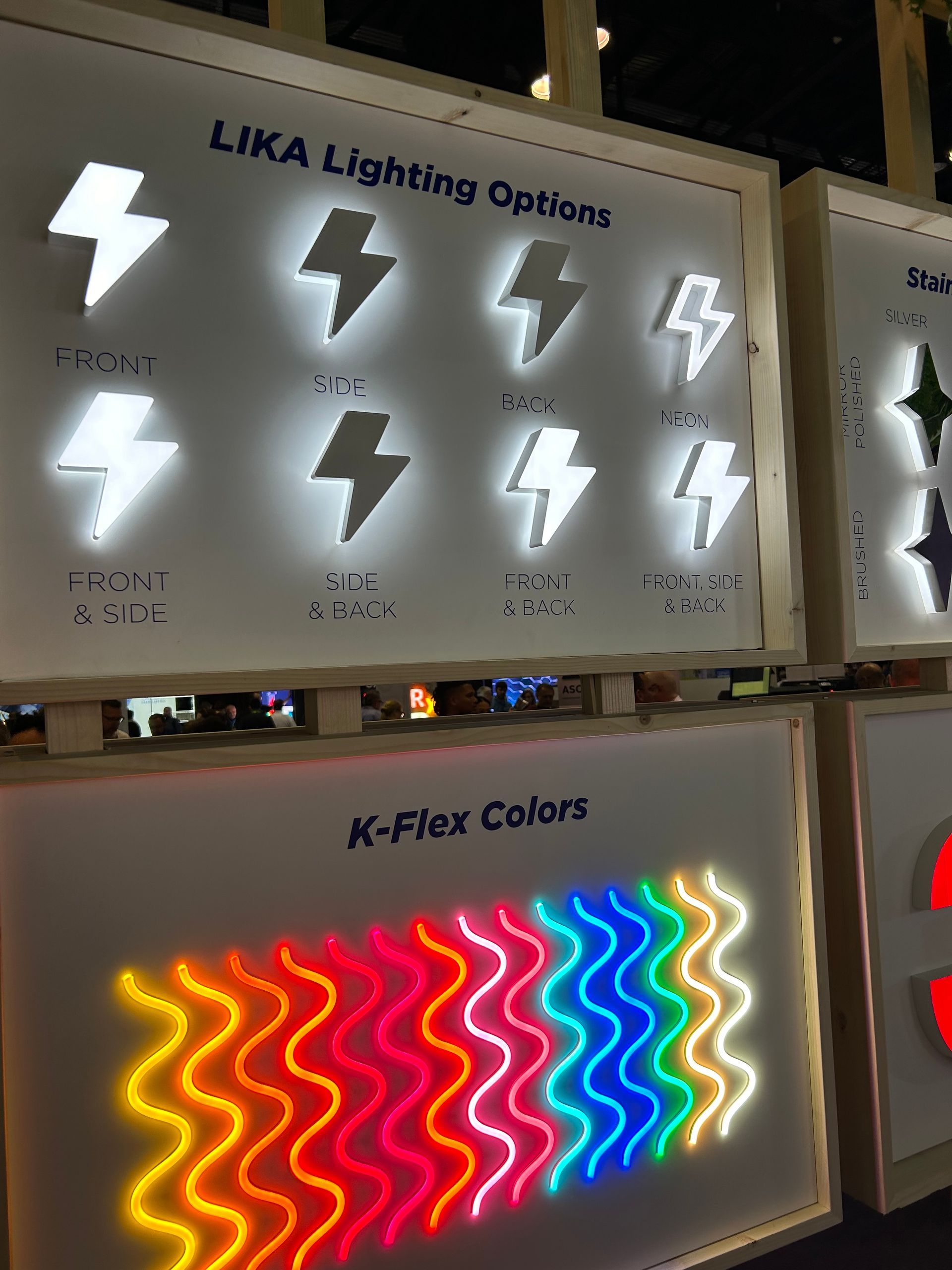 A display of lightning bolts and k-flex colors