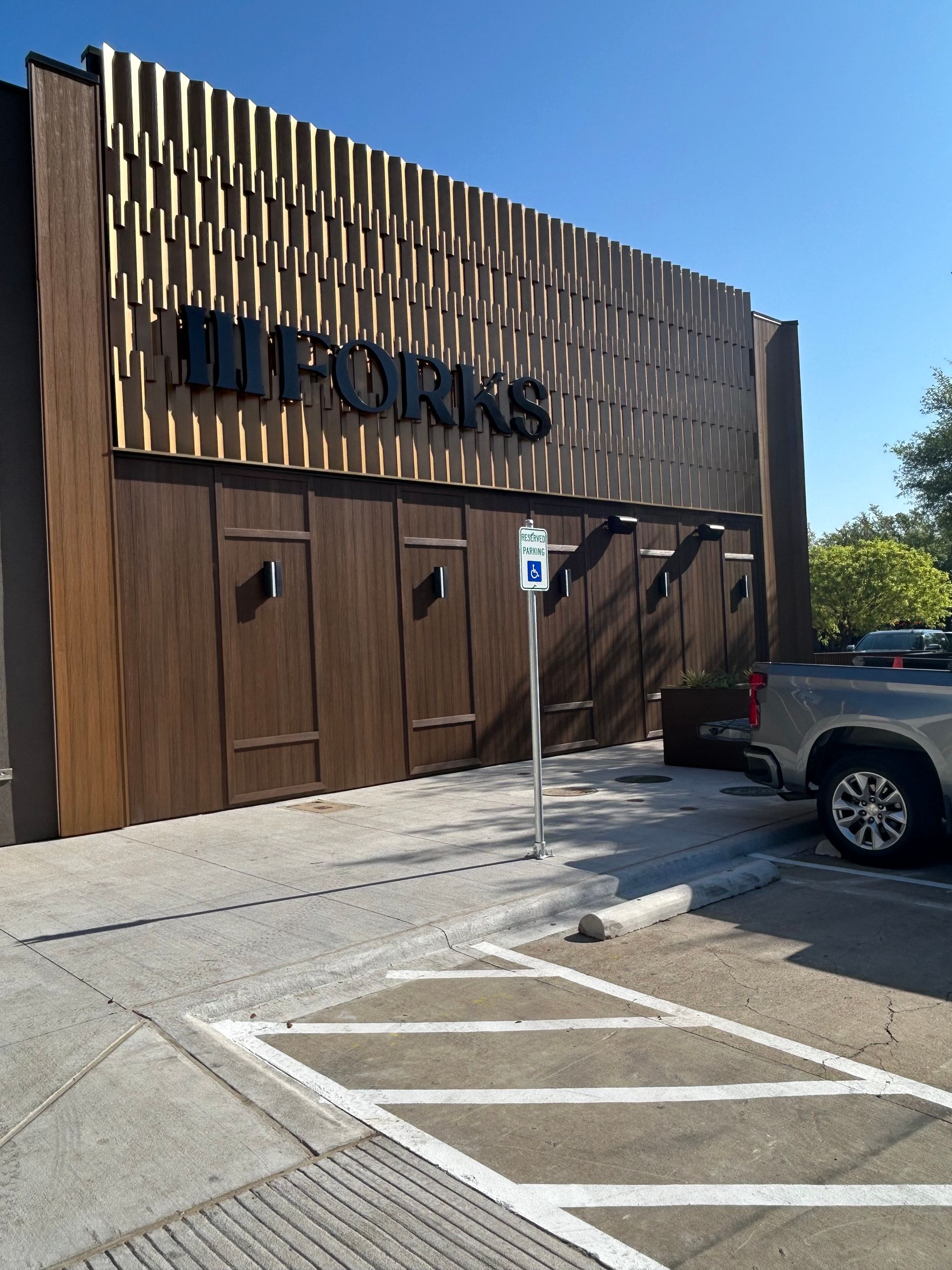 A building with the word forks on it