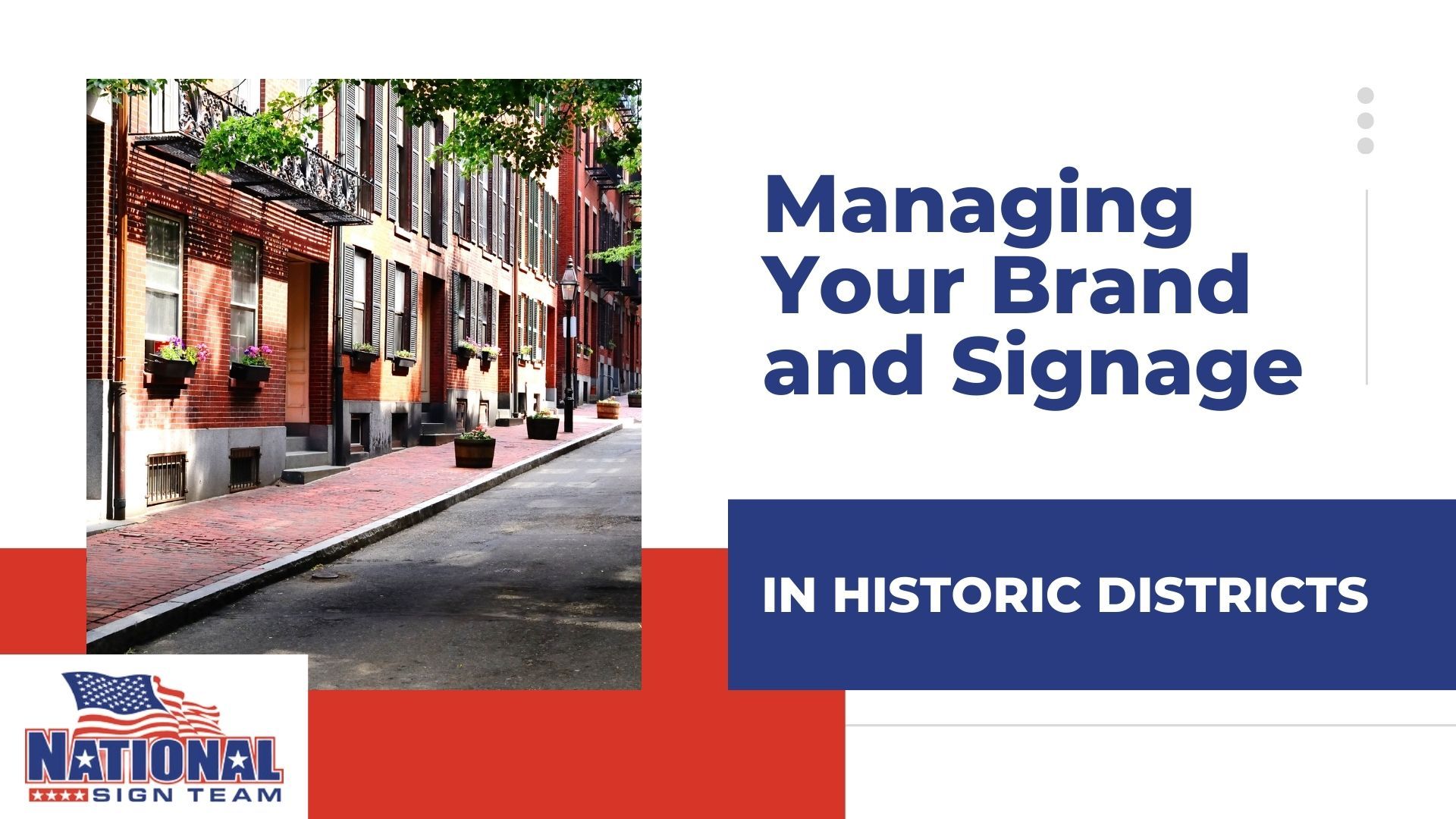 A poster about managing your brand and signage in historic districts