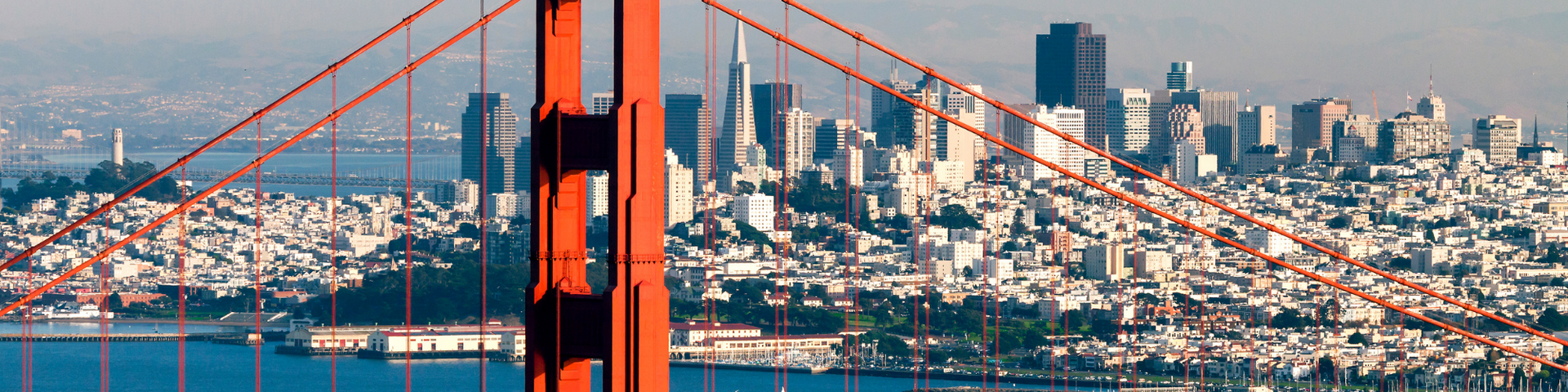 A bridge over a body of water with a city in the background.