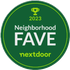 2023 Neighborhood Fave badge from Nextdoor, highlighting Life Maid Easy's reputation for excellent move-in and move-out cleaning services.