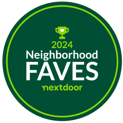 2024 Neighborhood Faves award badge for Life Maid Easy, highlighting its recognition on Nextdoor for exceptional move-in and move-out cleaning services.