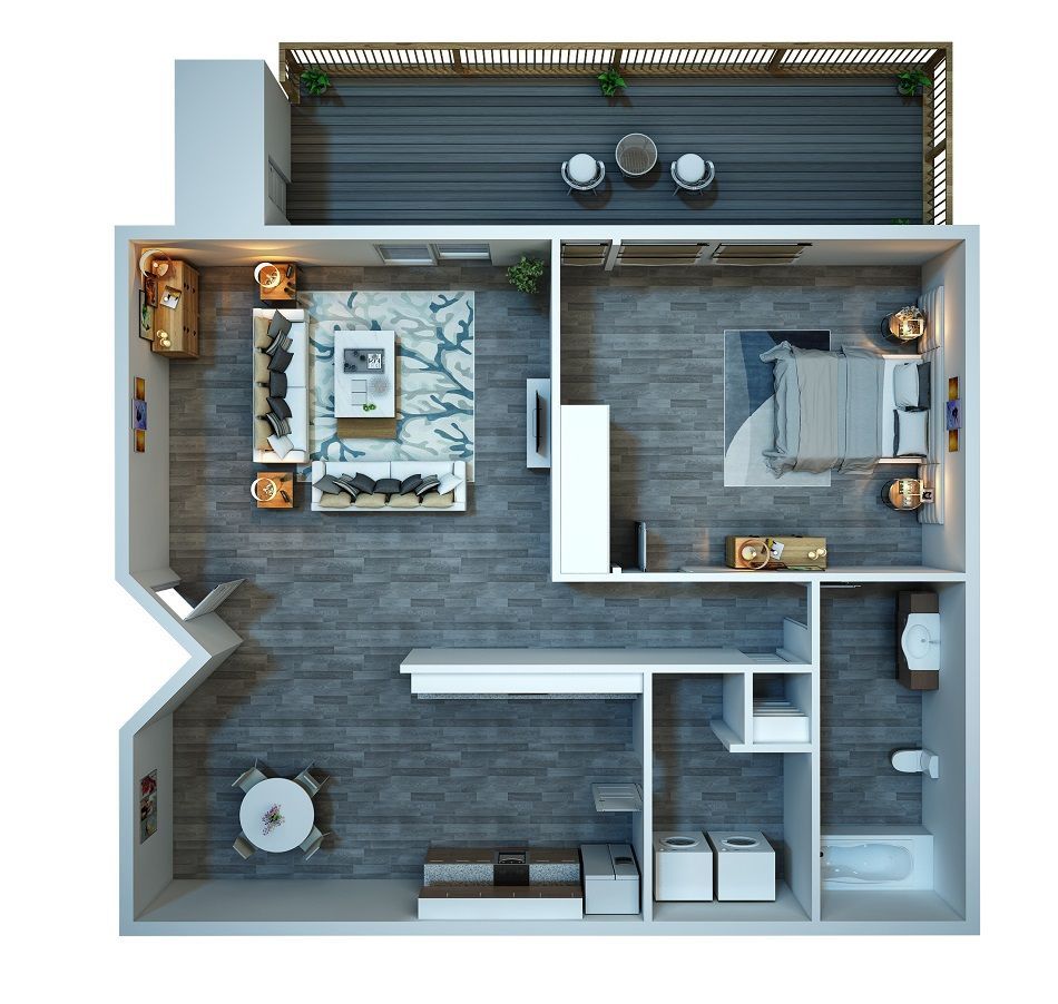 1 bed 1 bath floor plan