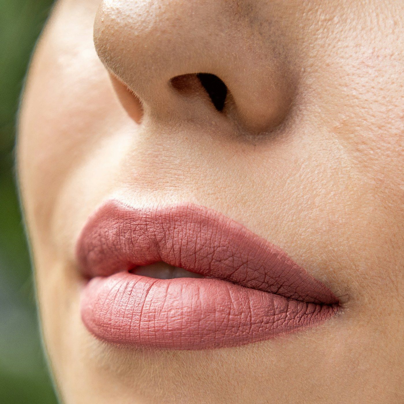 A close study of naturally proportioned lips on a beauty model