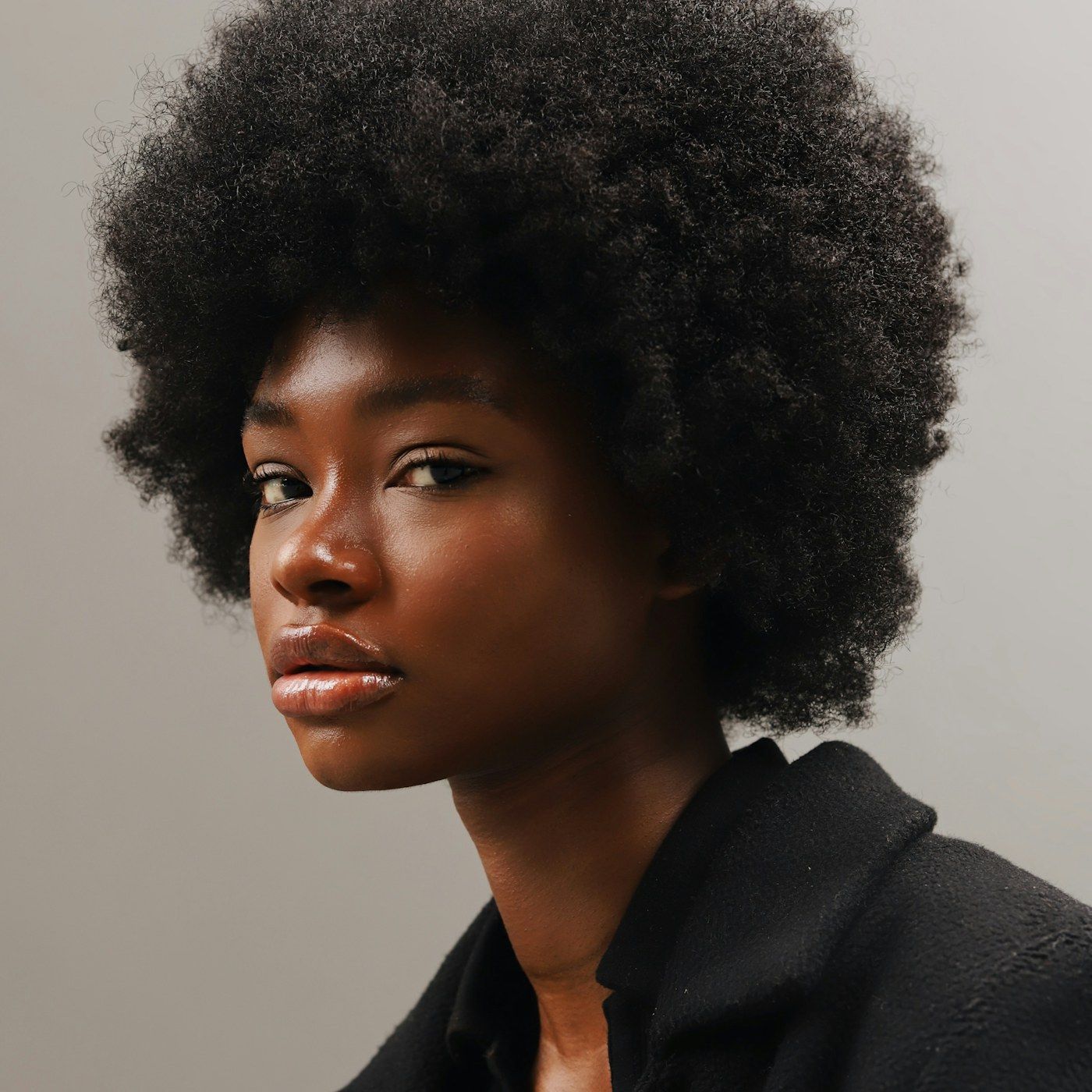 Clear, even skin tone on a beauty model in studio light