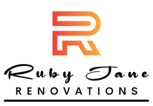 Logo for Ruby Jane Renovations: stylized orange "R" above cursive "Ruby Jane" and text "RENOVATIONS".