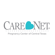 Care Net Pregnancy Center of Central Texas logo: Grey text with turquoise heart.