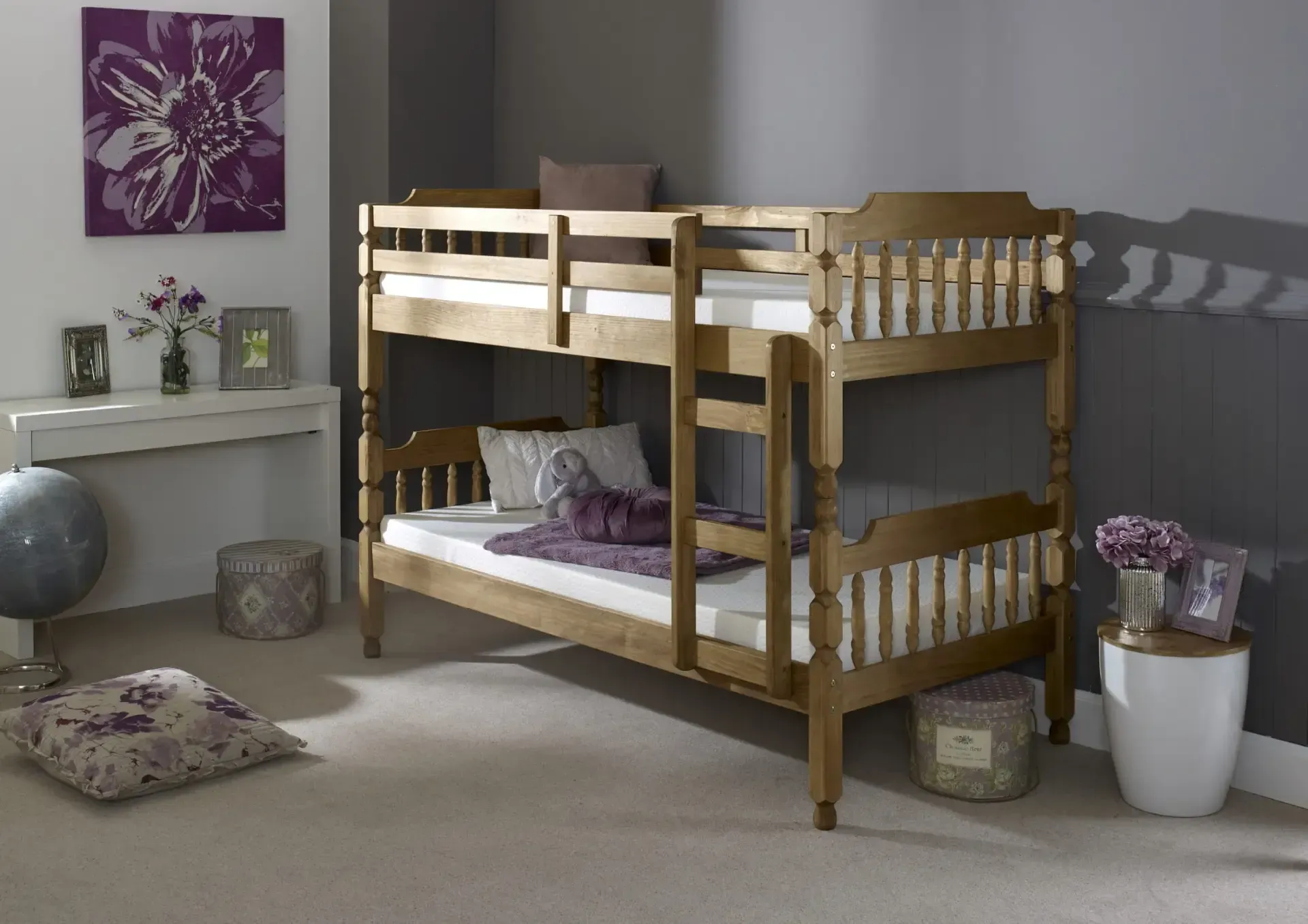 Spindle Children's Bunk Bed Waxed | Bedlam Beds Bristol