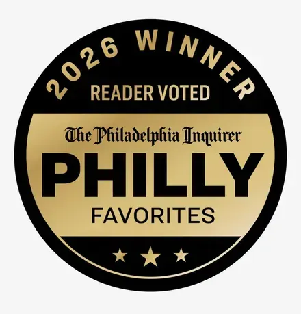 2026 Winner Reader Voted Philadelphia Inquirer Philly Favorites gold-and-black award badge