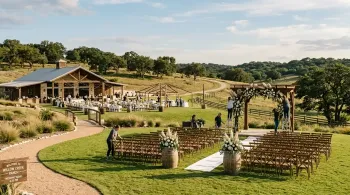 Décor rentals delivered and set up at an outdoor Texas wedding venue