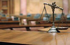 Scales of justice on a table