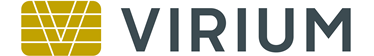 A logo for a company called virium with a yellow circle in the middle