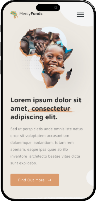 Mercy Funds website template displayed on mobile