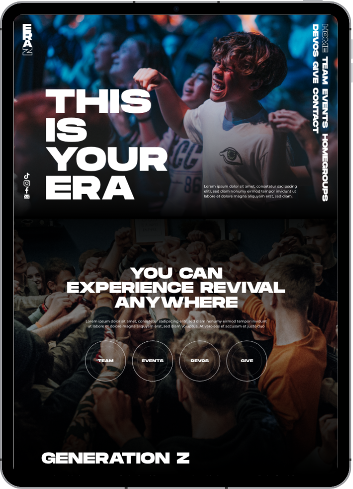 Era Z website template displayed on tablet