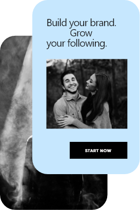 website template card that says build your brand. Grow your following.