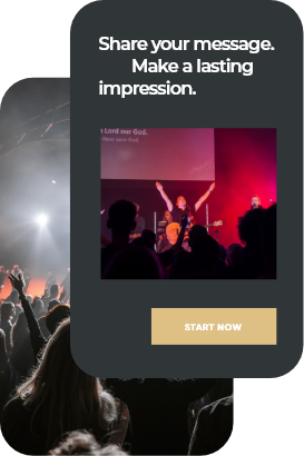 website template card that says share your message. make a lasting impression.