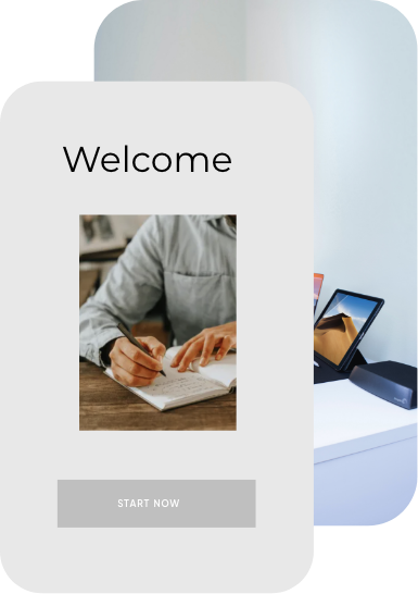 website template card that says welcome