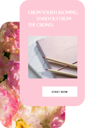 website template card that says grow your following. Stand out from the crowd.