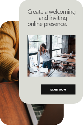 website template card that says create a welcoming and inviting online presence